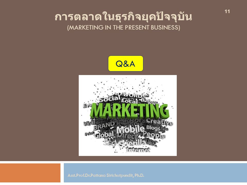 การตลาดในธุรกิจยุคปัจจุบัน (Marketing in the Present Business)