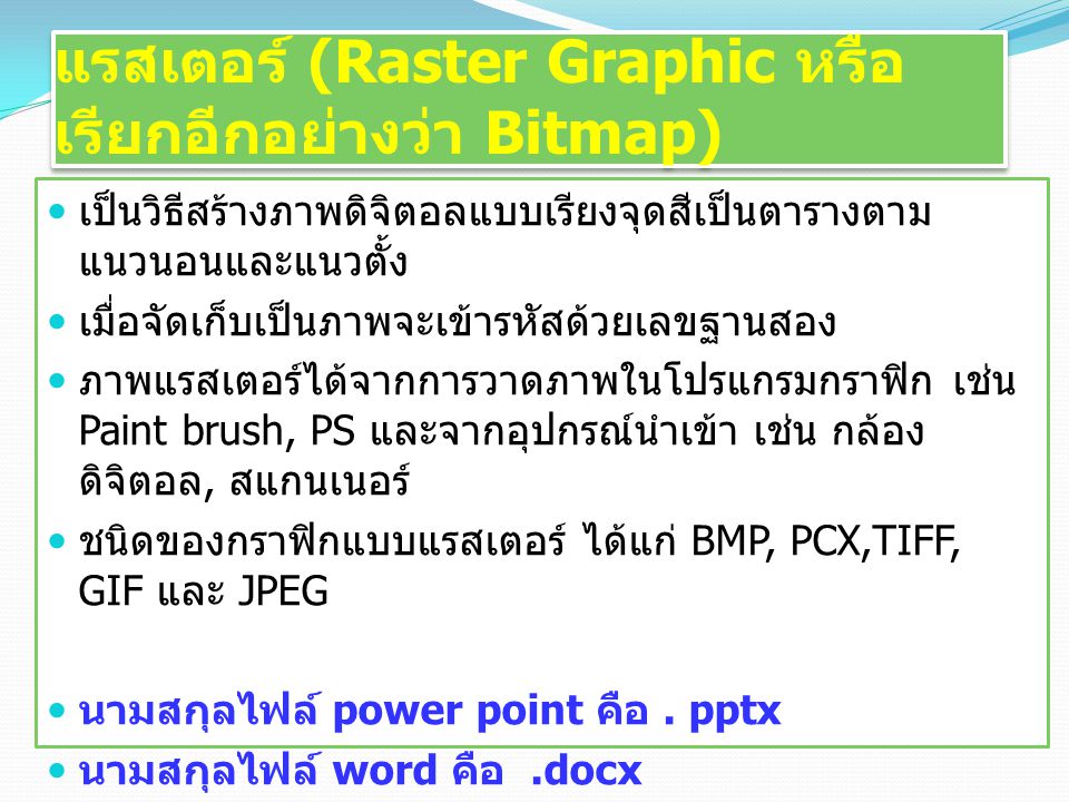 แรสเตอร์ (Raster Graphic หรือเรียกอีกอย่างว่า Bitmap)
