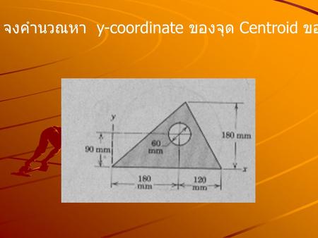 จงคำนวณหา  y-coordinate ของจุด Centroid ของพื้นที่ดังรูป