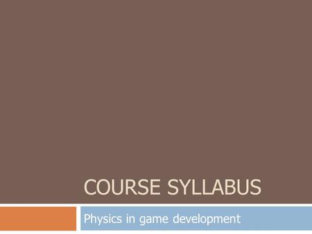 Physics in game development