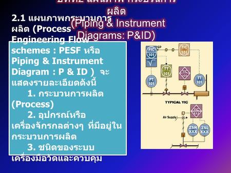 บทที่2 แผนภาพ กระบวนการผลิต (Piping & Instrument Diagrams: P&ID)