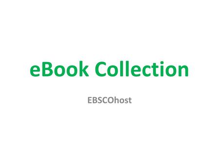 EBook Collection EBSCOhost.