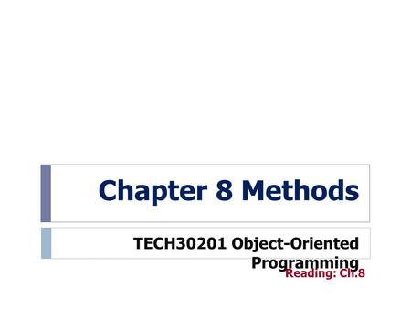 TECH30201 Object-Oriented Programming