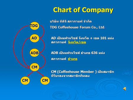 Chart of Company TDG AD ADB CM บริษัท ทีดีจี สภากาแฟ จำกัด