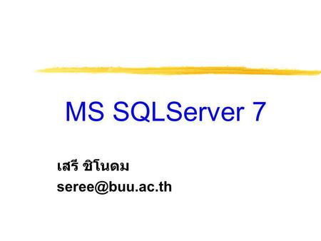 เสรี ชิโนดม seree@buu.ac.th MS SQLServer 7 เสรี ชิโนดม seree@buu.ac.th.