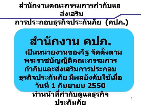 สำนักงานคณะกรรมการกำกับและส่งเสริม การประกอบธุรกิจประกันภัย  (คปภ.)