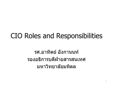 CIO Roles and Responsibilities