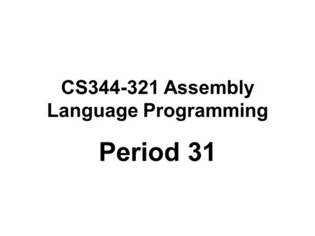 CS Assembly Language Programming