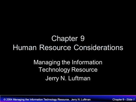 Chapter 9 Human Resource Considerations