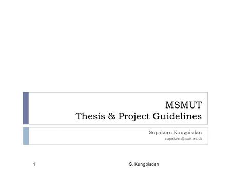 MSMUT Thesis & Project Guidelines