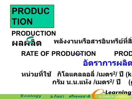 PRODUCTION ผลผลิต อัตราการผลิต PRODUCTION