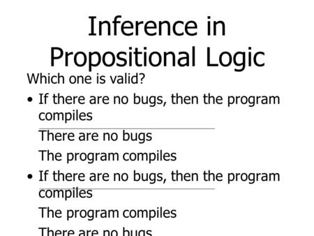 Inference in Propositional Logic
