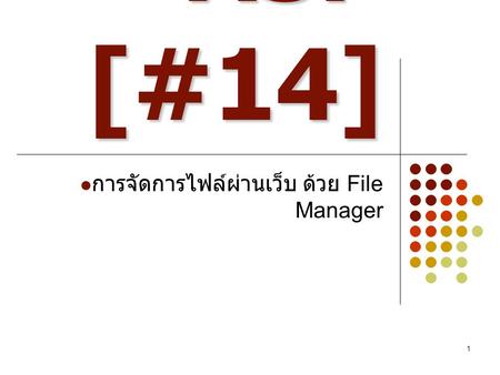 การจัดการไฟล์ผ่านเว็บ ด้วย File Manager