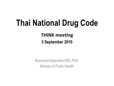 Thai National Drug Code