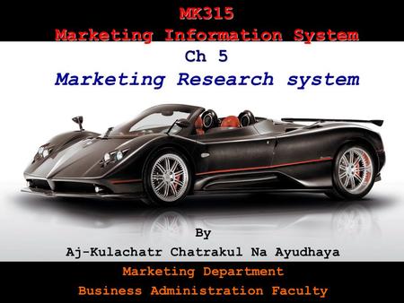 MK315 Marketing Information System Ch 5 Marketing Research system
