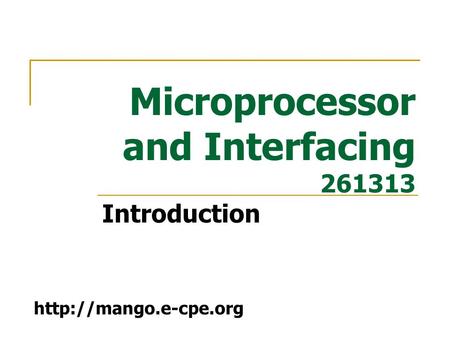 Microprocessor and Interfacing