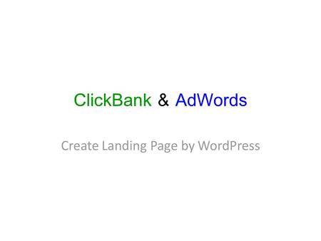 Create Landing Page by WordPress