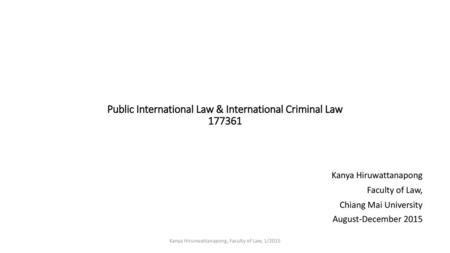 Public International Law & International Criminal Law