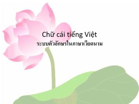 Chữ cái tiếng Việt ระบบตัวอักษรในภาษาเวียดนาม