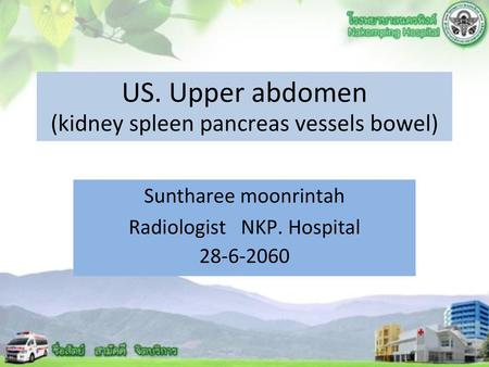 US. Upper abdomen (kidney spleen pancreas vessels bowel)