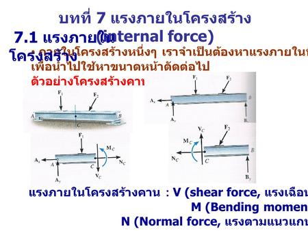 บทที่ 7 แรงภายในโครงสร้าง (internal force)