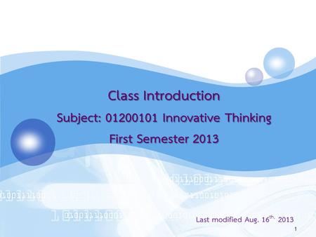 Subject: Innovative Thinking