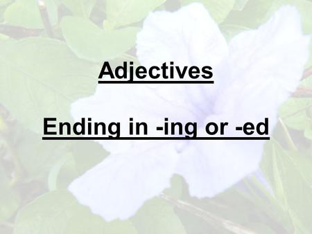 Adjectives Ending in -ing or -ed