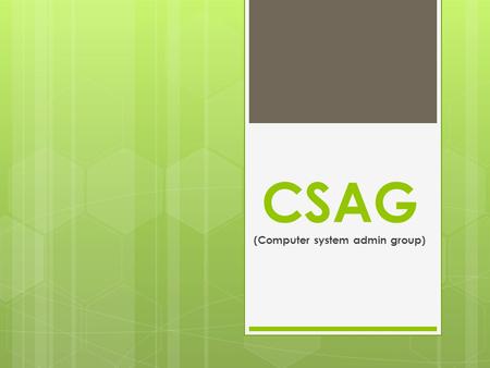 CSAG (Computer system admin group). CMS (Content Management System)