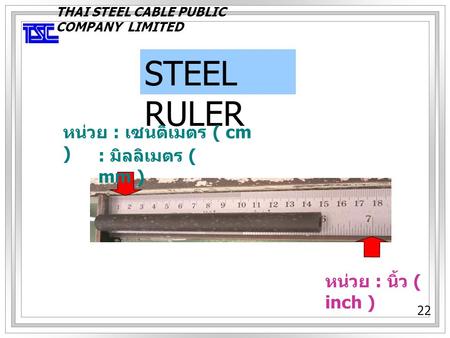 STEEL RULER หน่วย : เซนติเมตร ( cm ) : มิลลิเมตร ( mm )