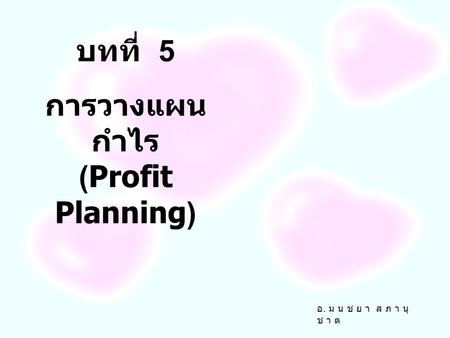 การวางแผนกำไร (Profit Planning)