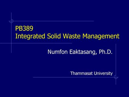 PB389 Integrated Solid Waste Management