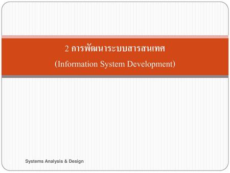 2 การพัฒนาระบบสารสนเทศ (Information System Development)