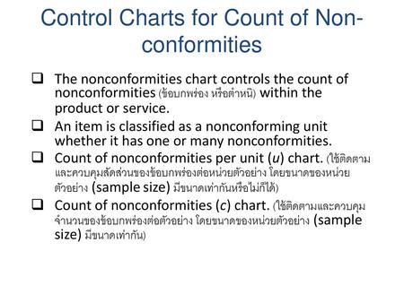 Control Charts for Count of Non-conformities