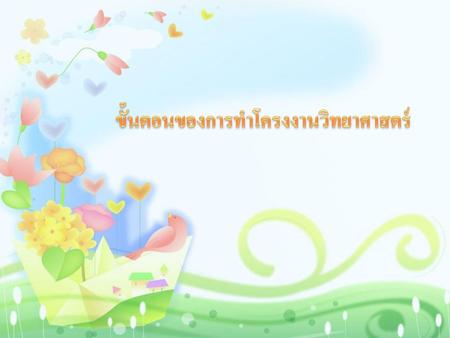 ขั้นตอนของการทำโครงงานวิทยาศาสตร์