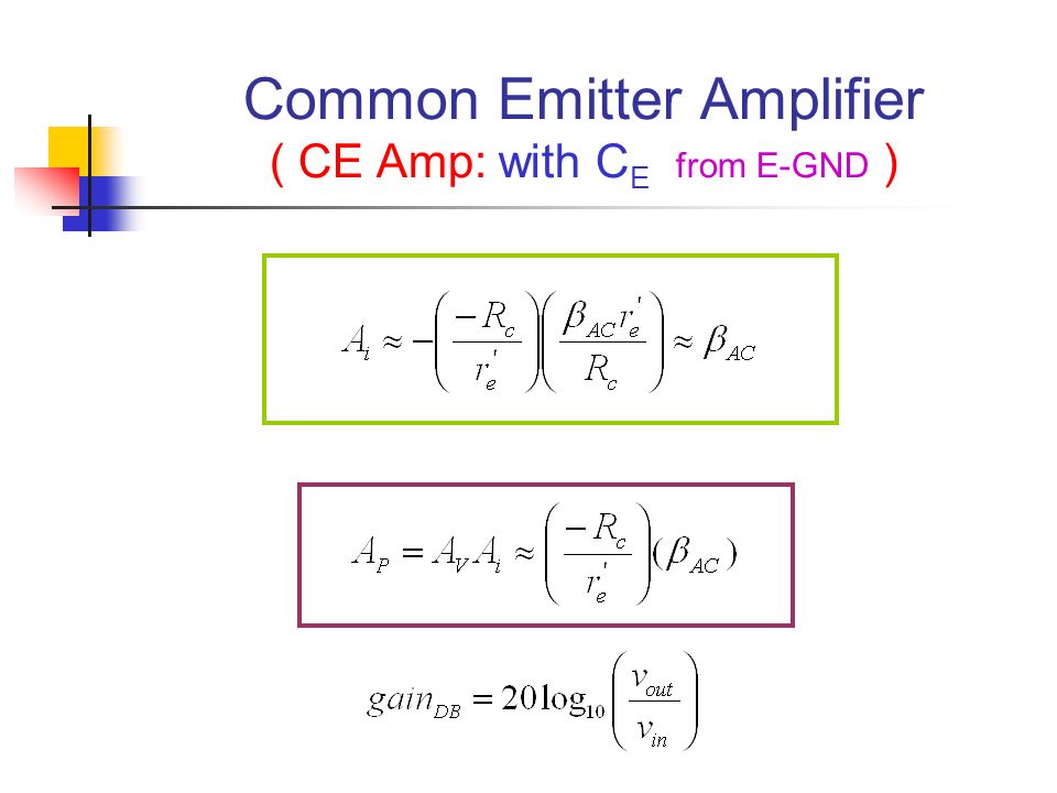 Common Emitter Amplifier ( CE Amp: with CE from E-GND )
