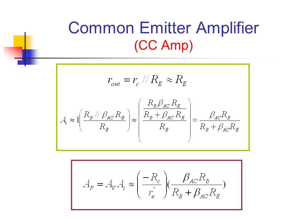 Common Emitter Amplifier (CC Amp)