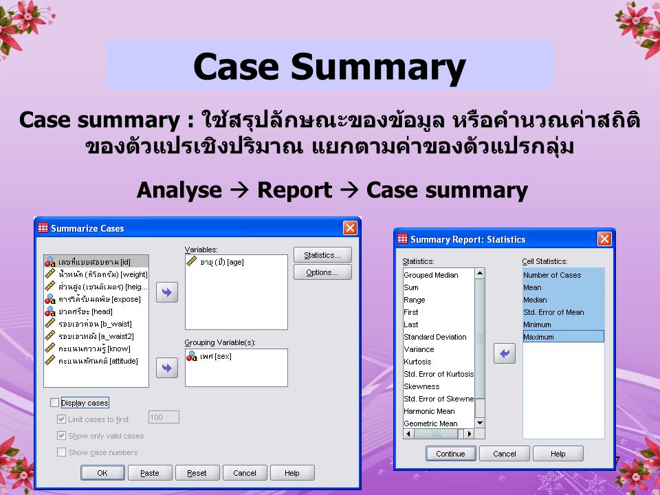 Analyse  Report  Case summary