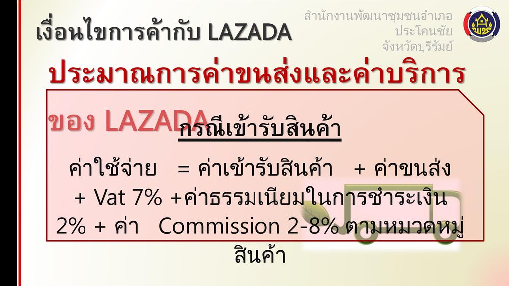 ประมาณการค่าขนส่งและค่าบริการของ LAZADA