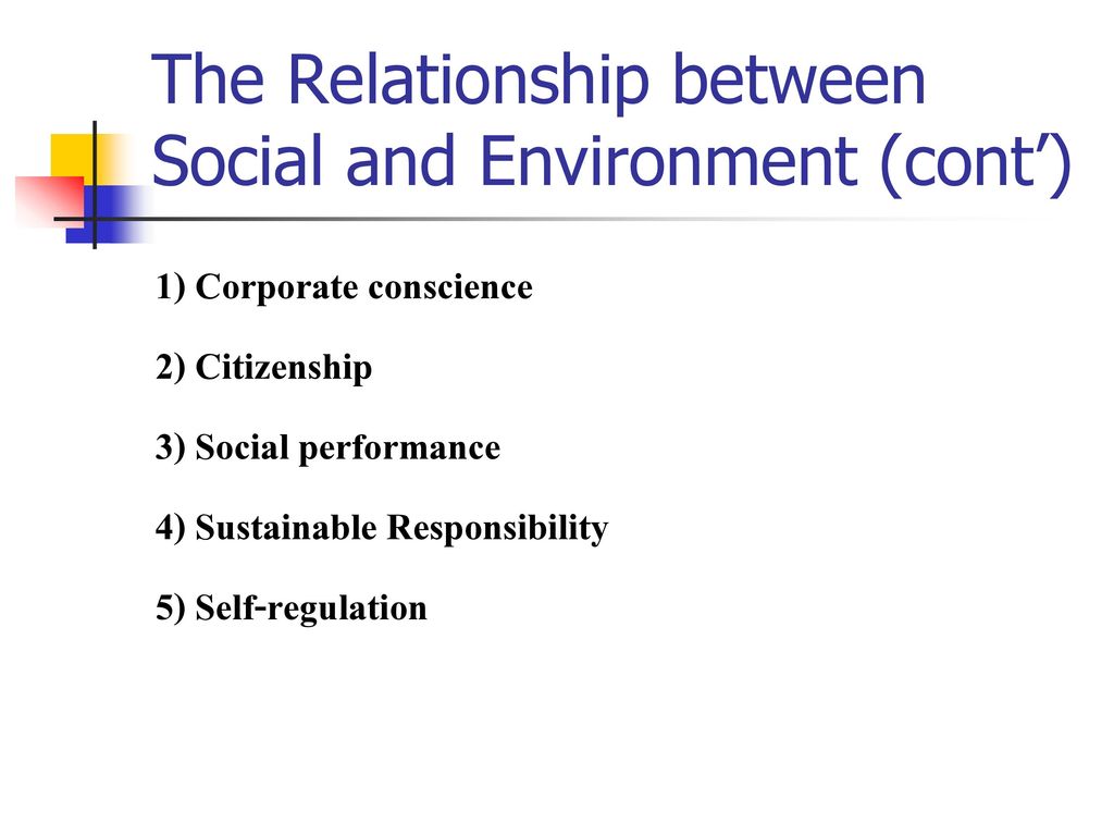 The Relationship between Social and Environment (cont’)