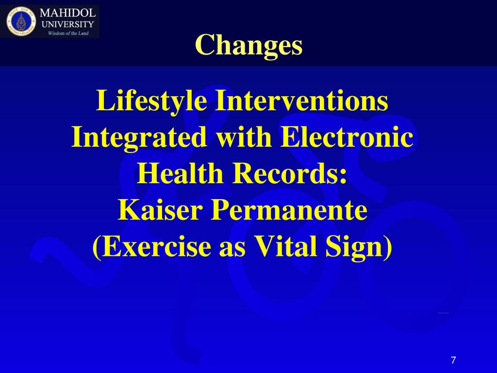 Changes Lifestyle Interventions Integrated with Electronic Health Records: Kaiser Permanente (Exercise as Vital Sign)