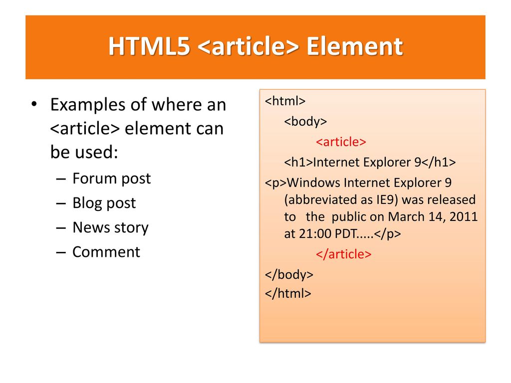 HTML5 <article> Element