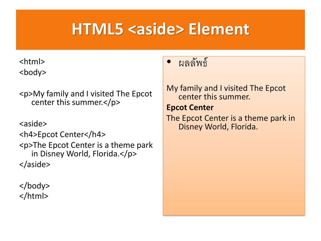 HTML5 <aside> Element