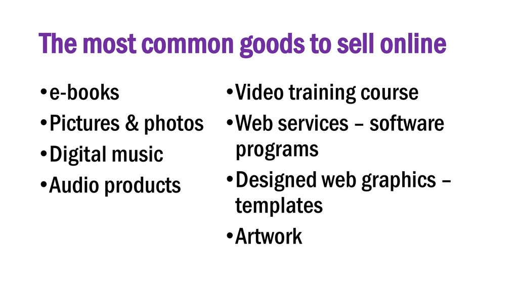 The most common goods to sell online