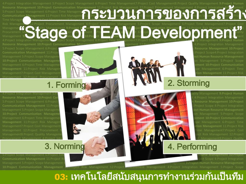 กระบวนการของการสร้างทีม Stage of TEAM Development