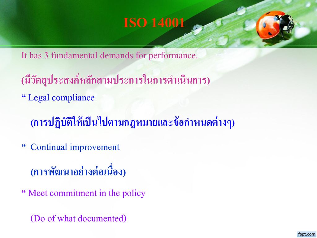 ISO It has 3 fundamental demands for performance.