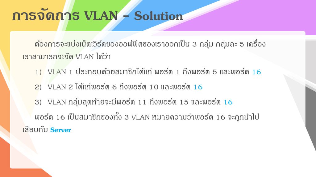 การจัดการ VLAN - Solution
