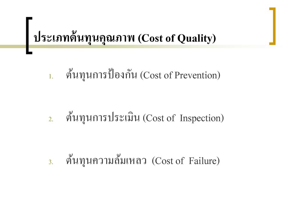 ประเภทต้นทุนคุณภาพ (Cost of Quality)