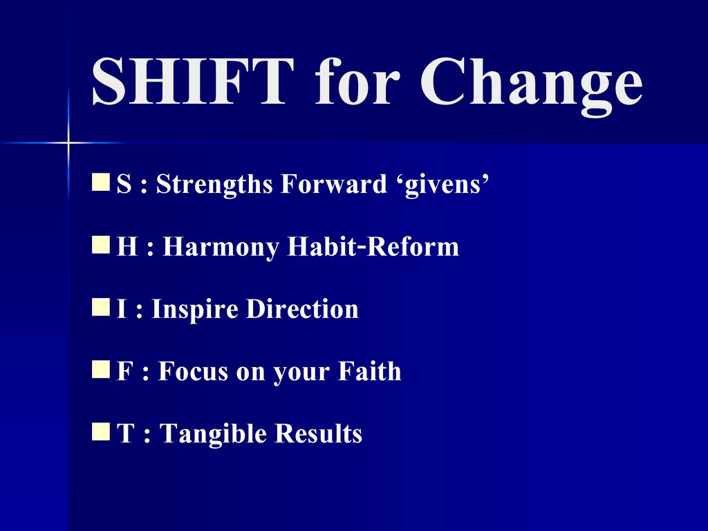 SHIFT for Change S : Strengths Forward ‘givens’