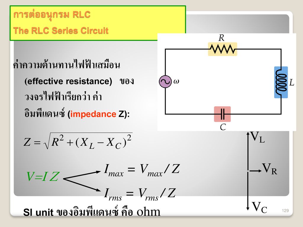 การต่ออนุกรม RLC The RLC Series Circuit