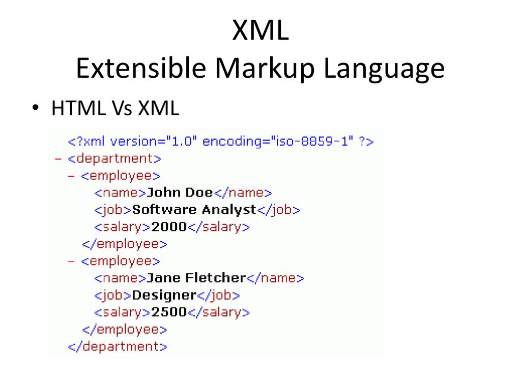 XML Extensible Markup Language